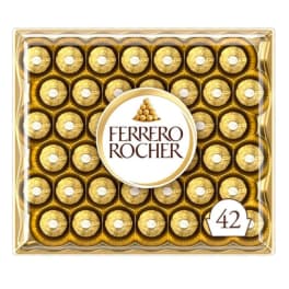 Box of Ferrero Rocher chocolates in gold wrappers