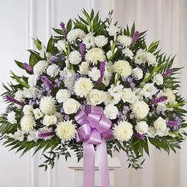 Lavender and White standing basket