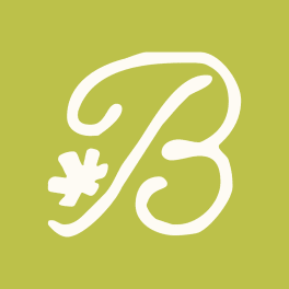 Green gift card with a white decorative letter B