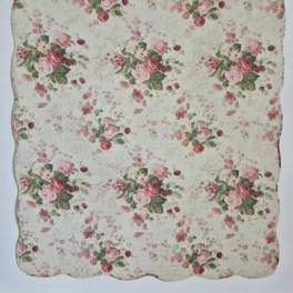 Pink and White Rose Quilted Throw