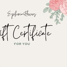 Floral gift certificate with pink flowers in the corners