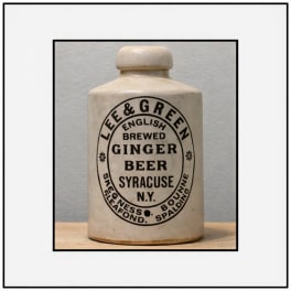Ceramic ginger beer bottle with printed label
