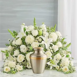 Crescent Cremation Arrangement- All White