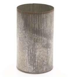 Tall ribbed metallic cylinder vase