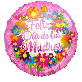 Pink floral balloon with "Feliz Dia de las Madres" text