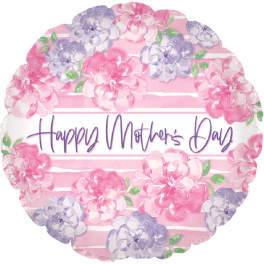 Round pink floral balloon with "Happy Mother's Day" text