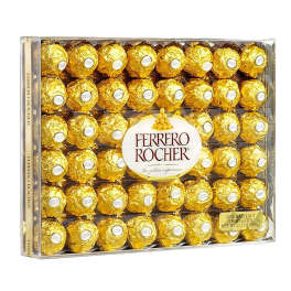 Box of Ferrero Rocher chocolates in gold wrappers