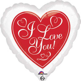Heart-shaped balloon with red center and "I Love You!" text