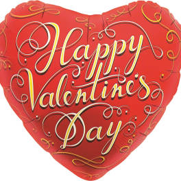 Red heart-shaped balloon with "Happy Valentine's Day" text