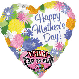 Mother's Day heart-shaped balloon with colorful flowers and text