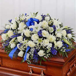 Blue and White Mixed Half Casket Cover