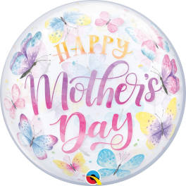 Round balloon with butterflies and "Happy Mother's Day" text