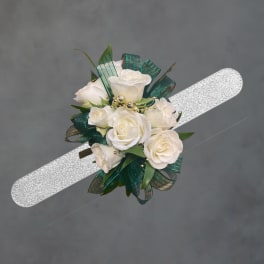 Green and white corsage