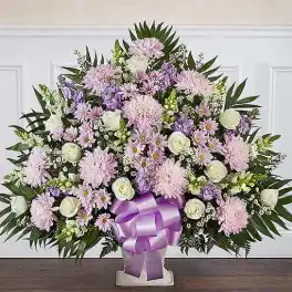 Heartfelt Tribute.Lavender & White Floor Basket