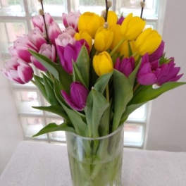 Rush of Color Assorted 30 Tulip Bouquet