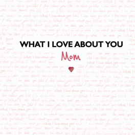 Mother's Day card with "What I Love About You Mom" text and a small heart