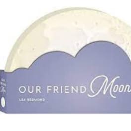 Round moon cake in a purple box labeled Our Friend Moon