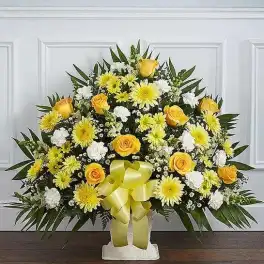 Yellow Floor Basket Arrangement
