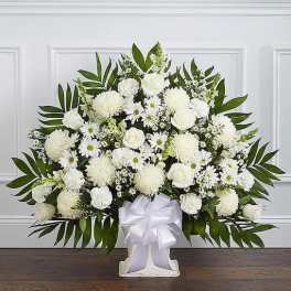 Heartfelt Tribute™ White Floor Basket Arrangement