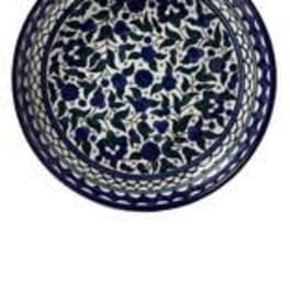 Round blue-and-white patterned decorative plate