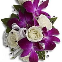 WRIST CORASGE ROSES AND ORCHIDS
