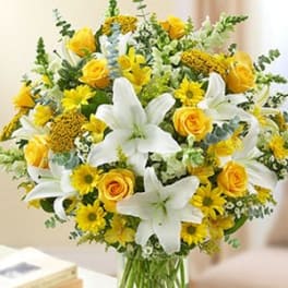 Large Yellow and White Luxury Vase