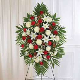 Red & White Sympathy Standing Spray