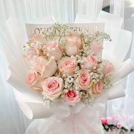 [FRESH FLOWER] Blushing Serenity Pink Rose Bouquet