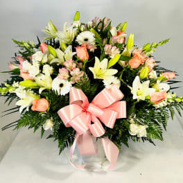 Pink & White Funeral Basket