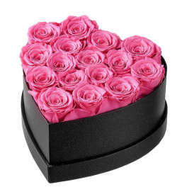Pink Preserved Roses heart shape box
