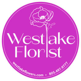 Purple Westlake Florist logo with a white flower outline