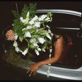 modern wedding cascading bouquet photo is an example