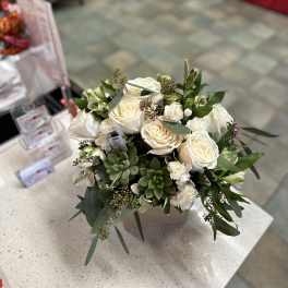 White Rose Succulent Bouquet