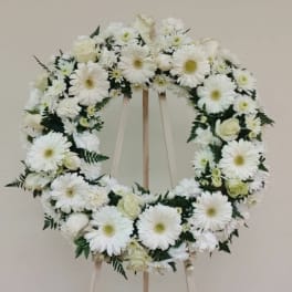 All White Flowers Wreath