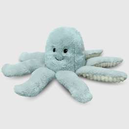 Light blue plush octopus toy with a smiling face