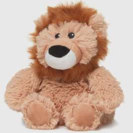 Plush lion toy with tan and brown fur