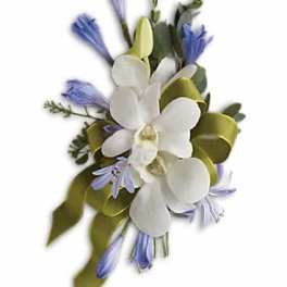 Blue and White Elegance Corsage