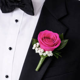 Boutonniere with Hot Pink Rose