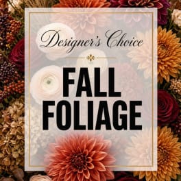 Designer’s Choice fall foliage graphic with assorted autumn flowers
