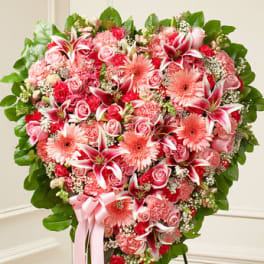 Pink Mixed Flower Heart