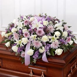 Lavender & White Mixed Half Casket Cover