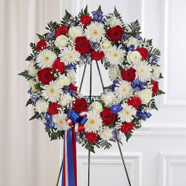 Serene Blessings™ Standing Wreath- Red, White & Blue