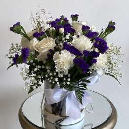 White & Purple Marble Basket