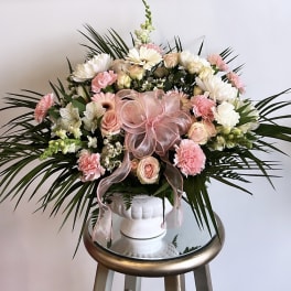 Pink And White Basket By HHF