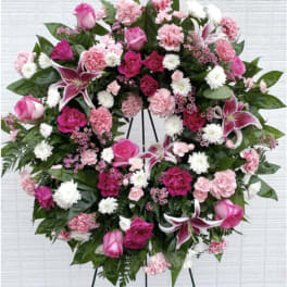 Pink and Green Funeral Wreath