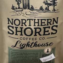 Bag of Northern Shores Lighthouse ground coffee
