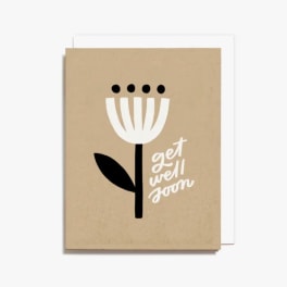 Get well soon card with a simple flower graphic