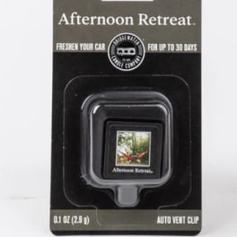 Packaged car vent clip air freshener labeled Afternoon Retreat