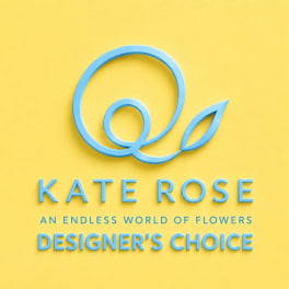 Blue Kate Rose logo and Designer's Choice text on a yellow background