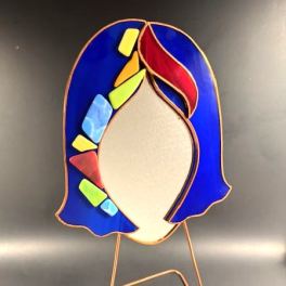 #A053 - Cobalt Blue Mosaic Face Mirror